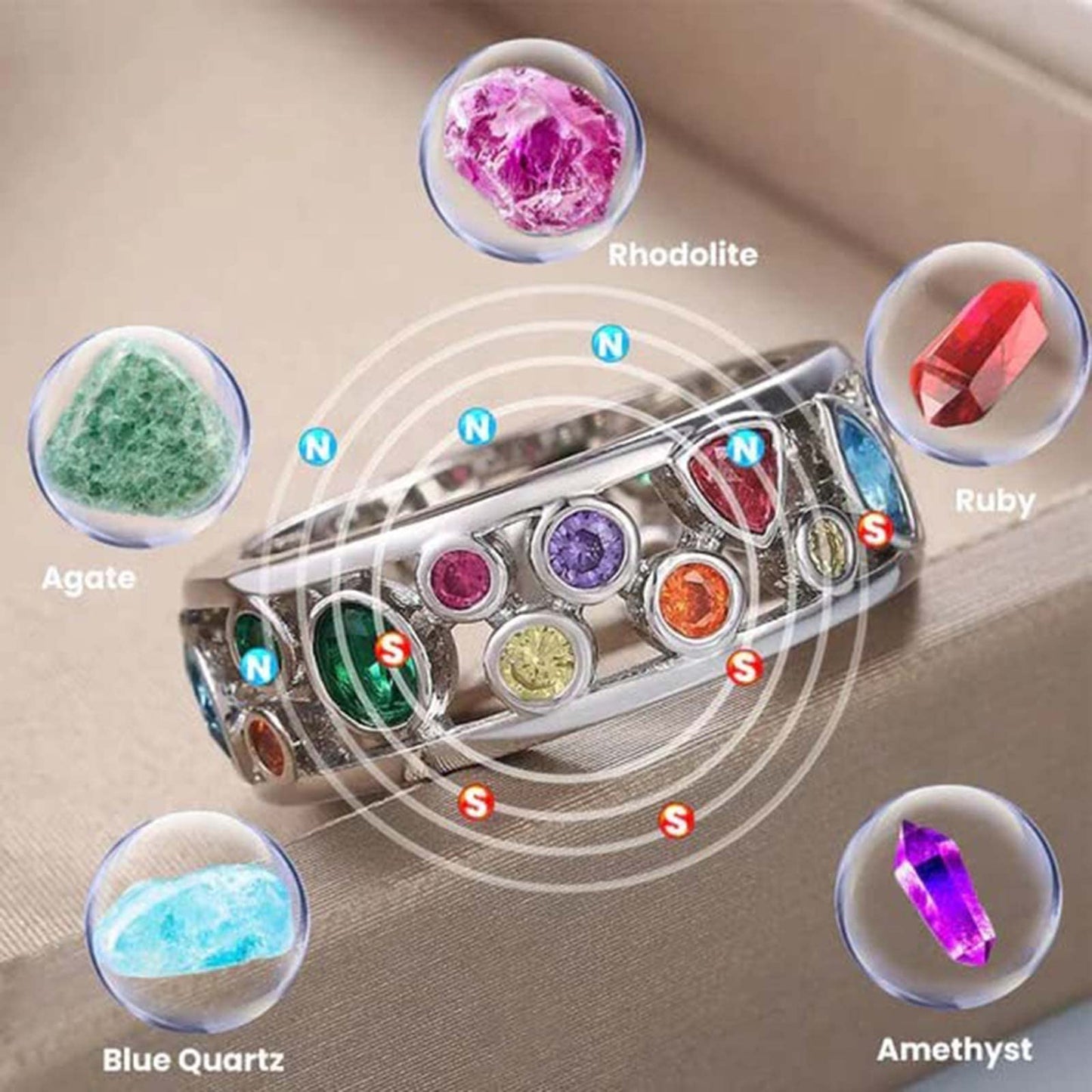 Magtherapy Quartz Slimming Ring, Moissanite Torina Crystal-Quartz Ionix Ring Heathcryt Lymph Drainage Therapy Rings Multicolor Marquise Cut Cubic Zirconia Inlaid Finger Ring Jewelry(Colorful 10)