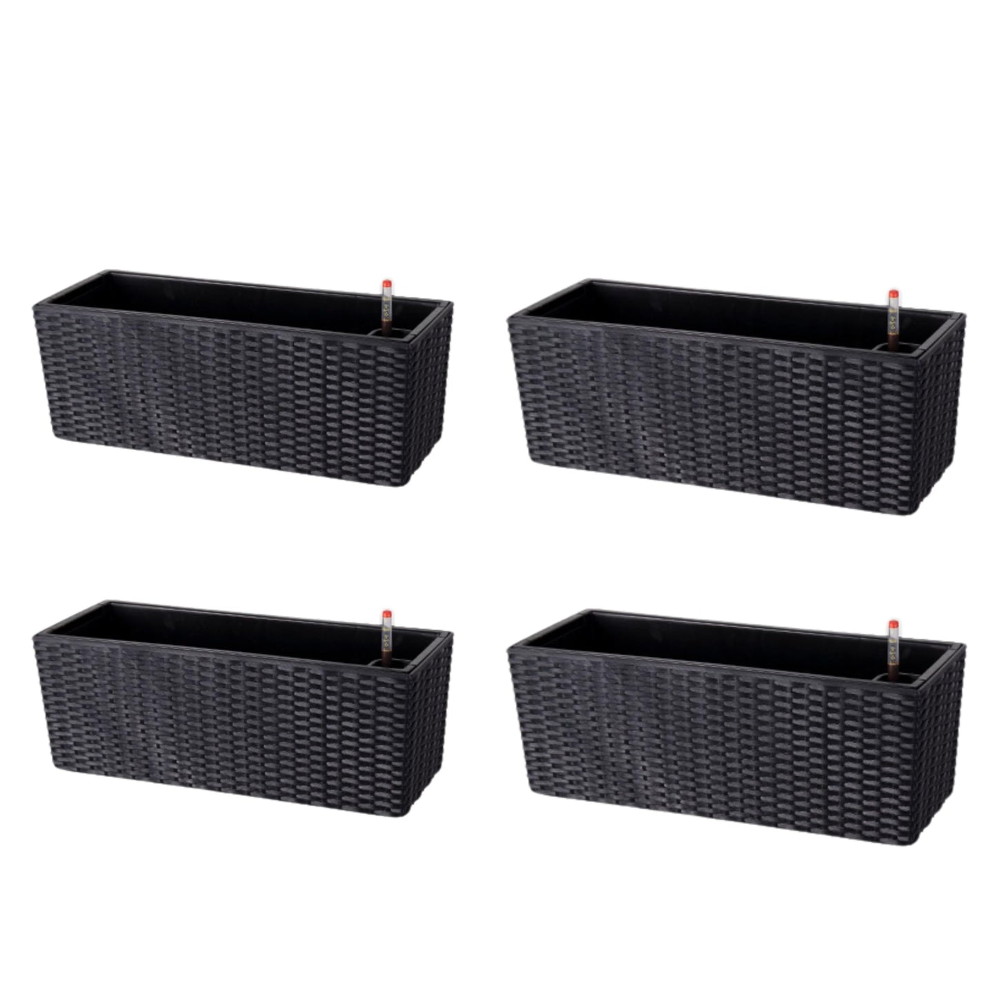 LaLaGreen Outdoor Wall Planters (20 Inch, 4 Pack) Wall Mounted Self Watering System Window Flower Boxes with Bracket, White Rectangular Plant Pot Container Indoor Modern Garden Herb Kitchen Home Decor