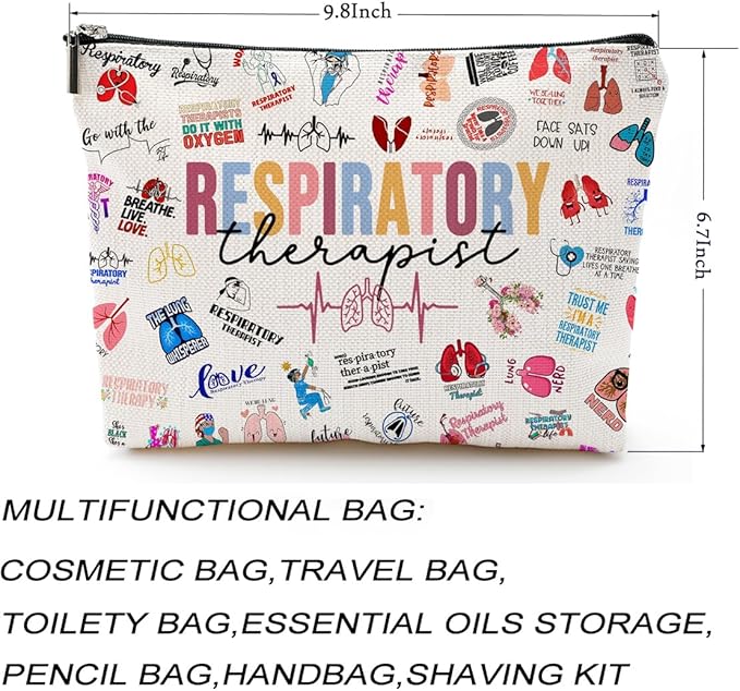 Respiratory Therapist Gifts Makeup Bag Respiratory Therapist Gifts RT Gift for Women Work Adult Humor Employee Pulmonology Nurse Coworker Graduation Birthday