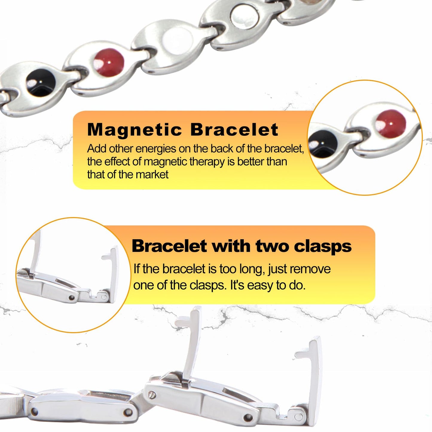 KYOSI Magnetic Bracelets for Women Stainless Steel Magnet Bracelet Special Jewelry with Sizing Tool Mothers Day Gift