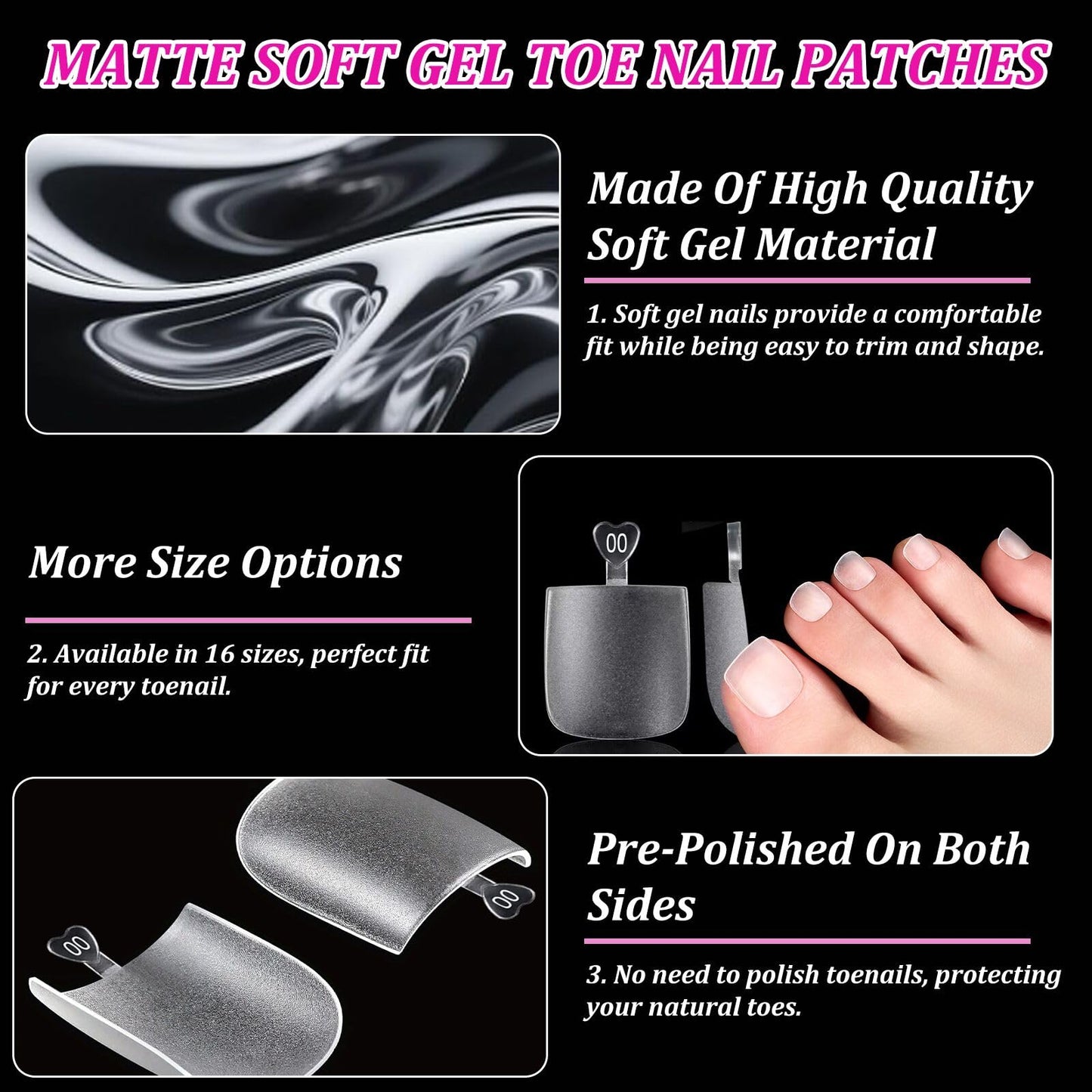 Lsnisni Square Shape False Toe Nails Tips, 320 Pcs Gel X Toe Nail Tips, Full Cover Long Wider Toe Nail Tips Toe Press on Nails for Women or Girls to Diy Nails 16 Sizes for Your Choice