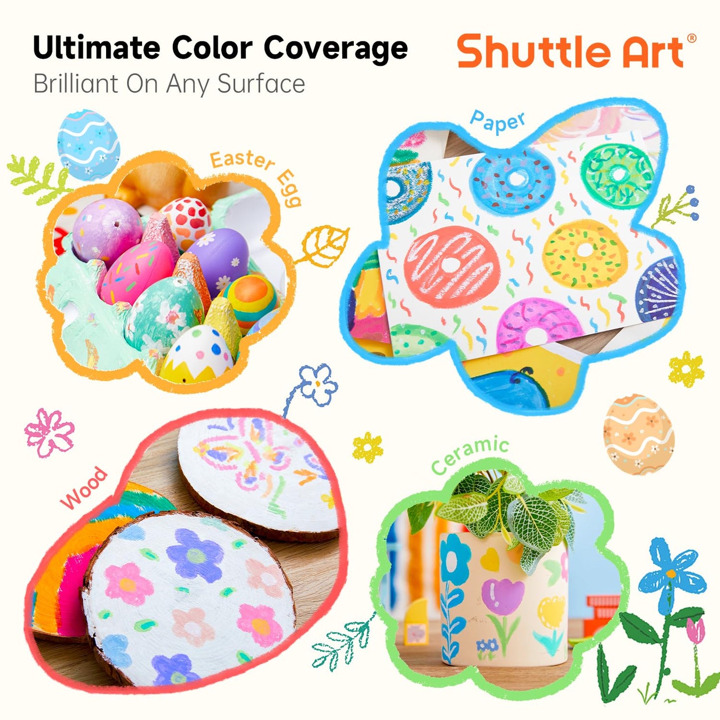 Shuttle Art Tempera Paint Sticks, 20 Pastel Colors, Solid Tempera Paint for Kids, Super Quick Drying, Works Great on Paper Wood Glass Ceramic Canvas