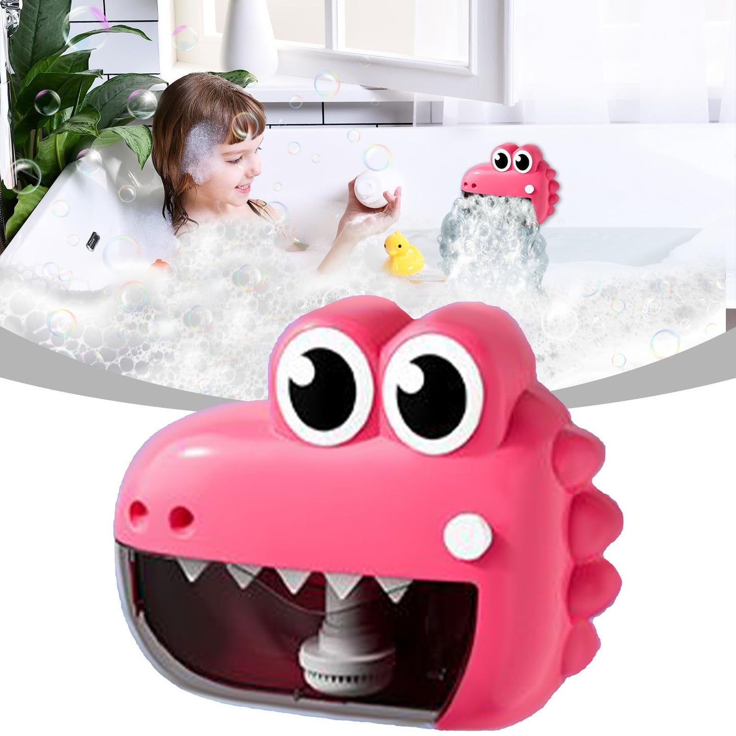 Bubble Machine for Bath Tub, 19.1x15.2x9CM Kids Bath Bubble Maker, Frog Crocodile Bathing Toys, Baths Shower Toys for Easter Basket Stuffer Bathing Entertainment for Boys Girls