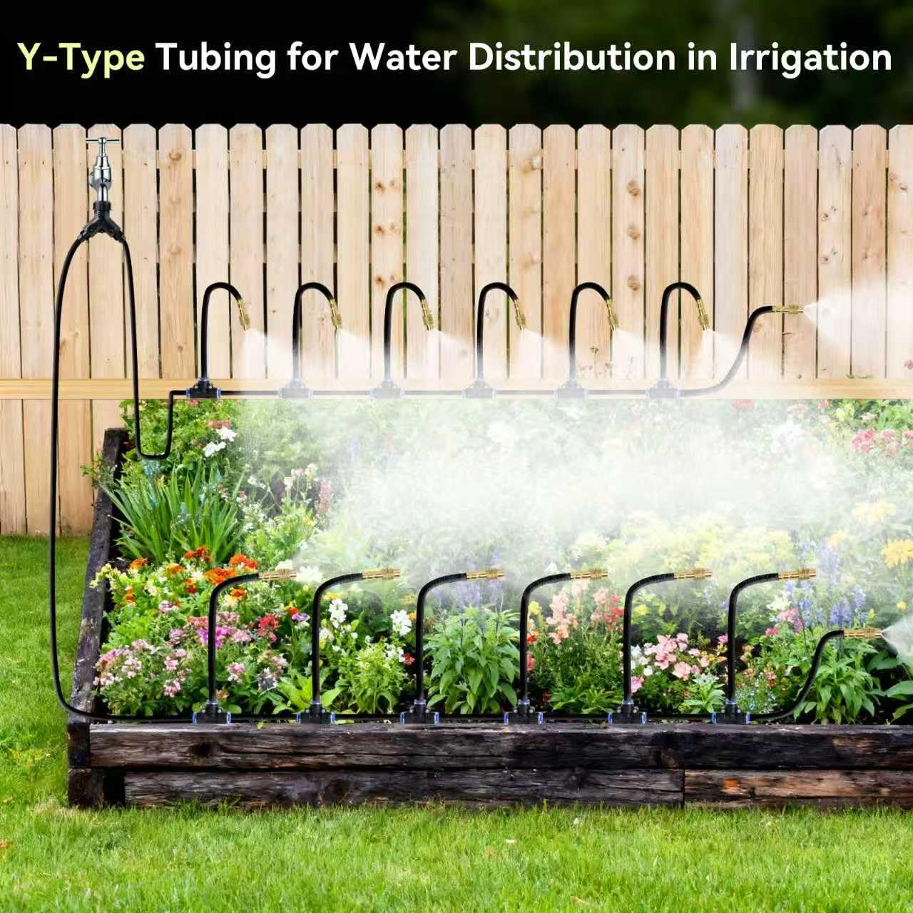 Qzefmlix 100FT Drip Irrigation System,Garden Watering System with 17 Copper Nozzles&1/4" Tubing, 360° Adjustable Irrigation System for Garden,Automatic sprinklers for Yard,Raised Beds&Greenhouse