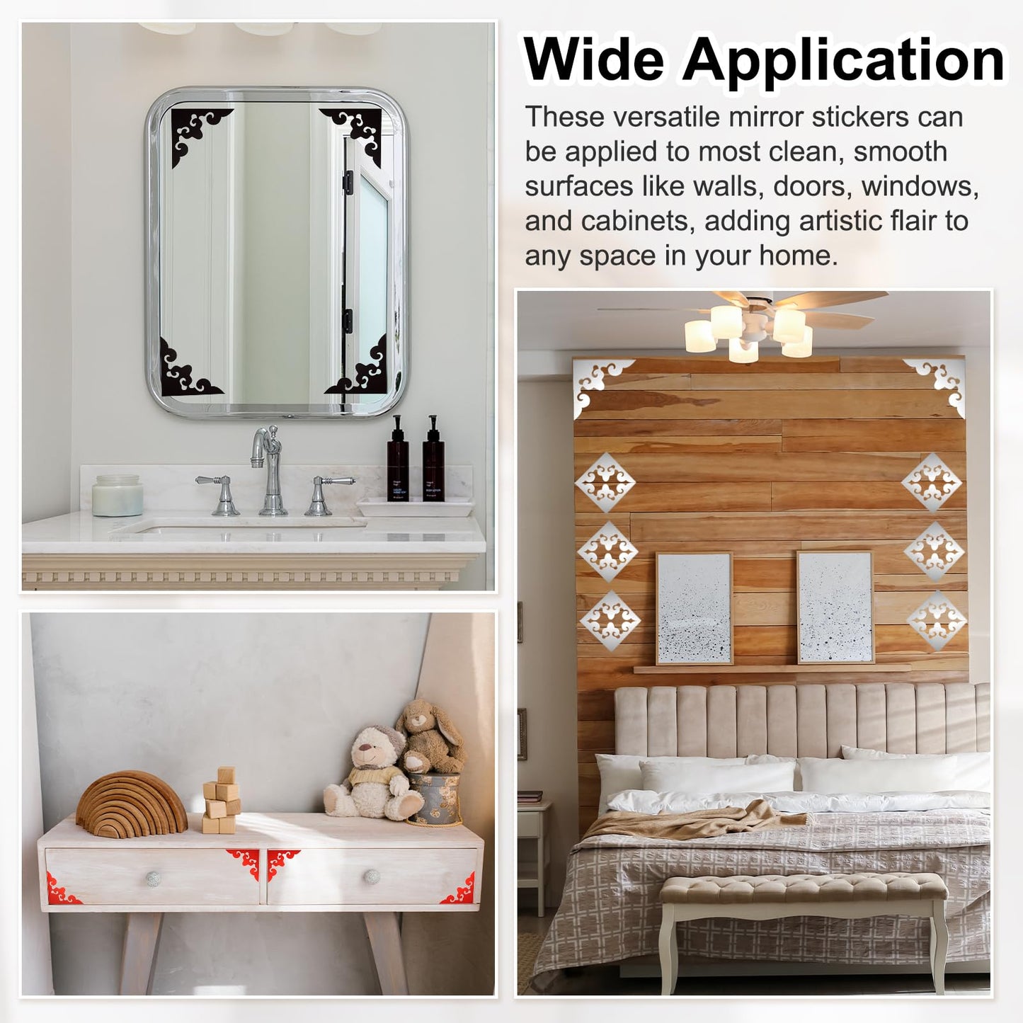 uxcell 16 Pcs Hollow Mirror Wall Stickers, Acrylic Corner Decorative Pattern Decals Self Adhesive Mirror Stickers for Bathroom Living Room Bedroom Ceiling Office (Brown, 4x4)