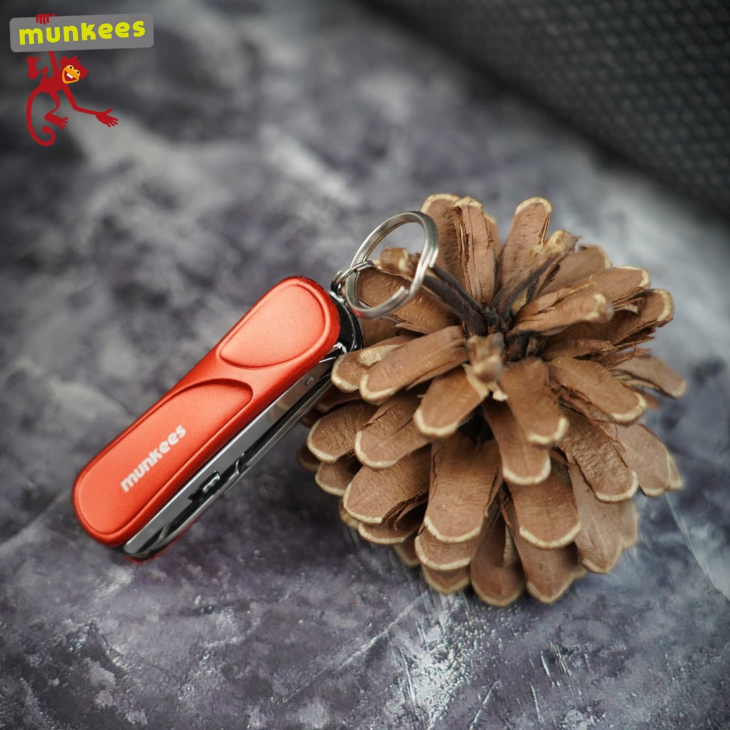 Munkees 6-Function Manicure Keychain Multi-Tool, Nail File, Fingernail Clippers, Scissors, Knife, Tweezers, Cuticle Pusher, Trimmer, Remover, Mini Portable Pocket Key Ring Gift