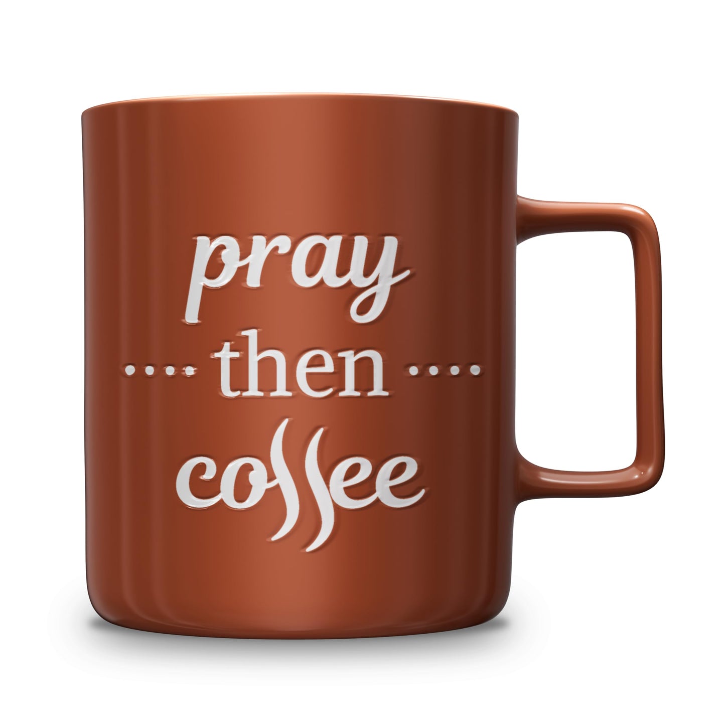 PRAY THEN COFFEE 22 oz Oversized Coffee Mug With Upgraded Design Mark 11:24 Bible Verse - Extra Large Coffee Mug Perfect for Gifts - Great for Tea, Cappuccino, Latte, and Macchiato - Terracotta