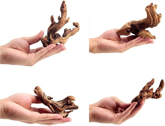 YZHZOM Small Natural Driftwood for Aquarium Styling Carefully Selected Natural Aquarium Decor Driftwood for Reptile Tank Reptile Tank Wood Decor (Driftwood 4-6inch 4pcs)