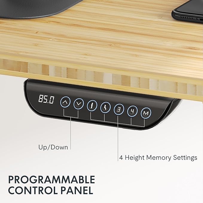 FLEXISPOT E6 MAX Bamboo 78x30 Inch Dual Motor 3-Stage Heavy Duty Standing Desk, 330lbs Weight Capacity, Height Adjustable Desk w/Cable Management & Wheels (Solid Bamboo Curved Desktop + White Frame)