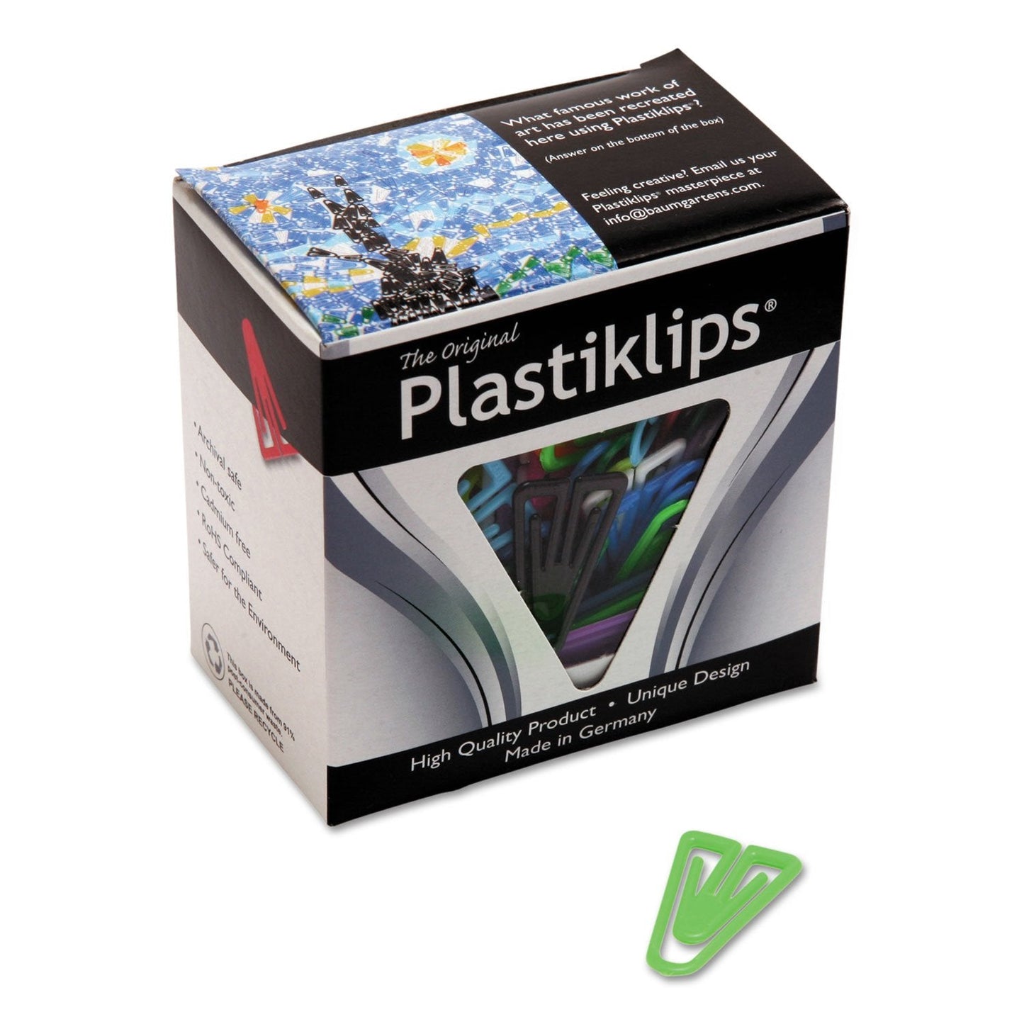 Baumgartens LP0600 Plastiklips Paper Clips, Large, Assorted Colors, 200/Box