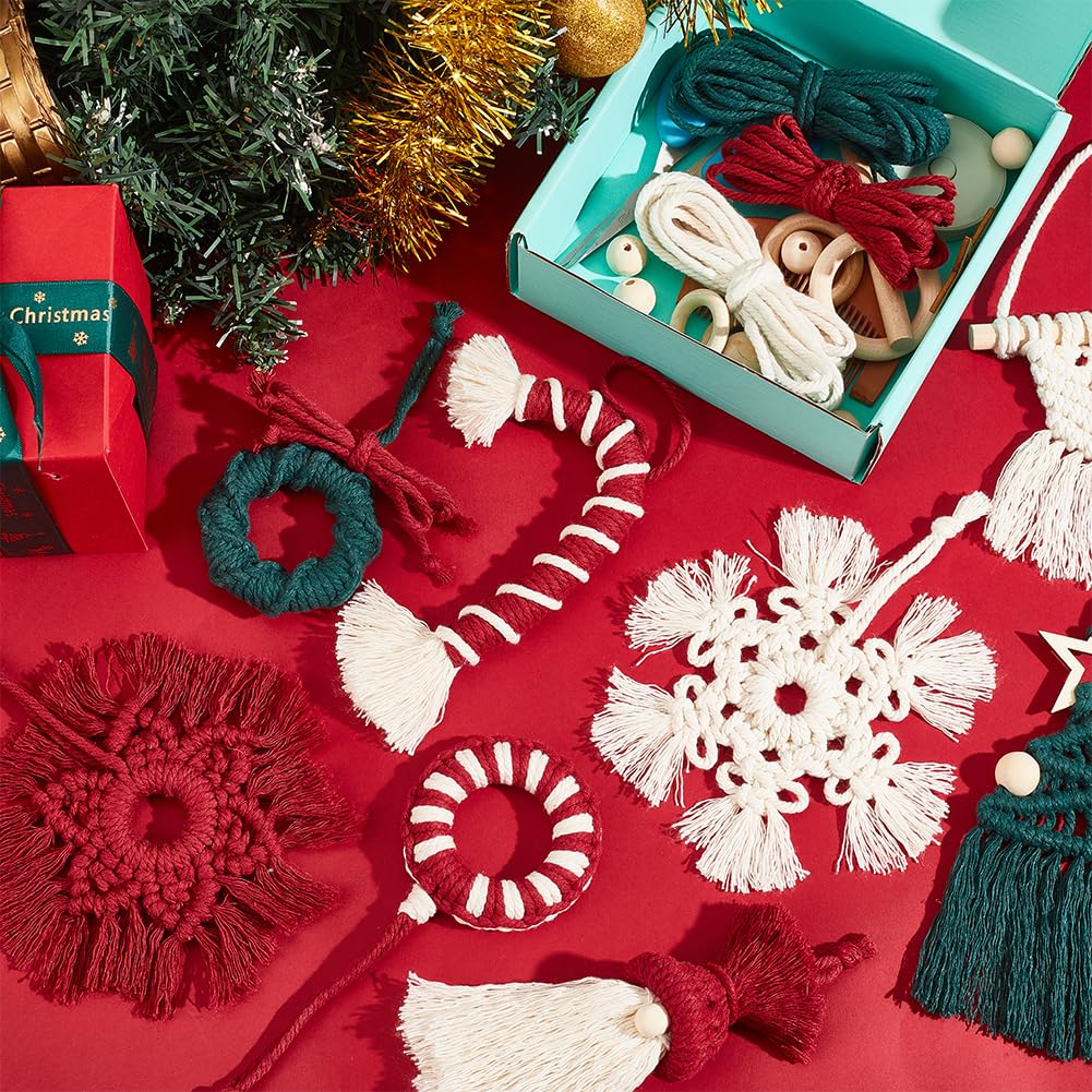 INFUNLY 8 Set DIY Macrame Kits for Adults Beginners Christmas Macrame Hanging Ornament Kit Boho Starters Wall Supplies All in One Macrame Kit with Instructions for DIY Lovers Gifts Home Hanging Decor