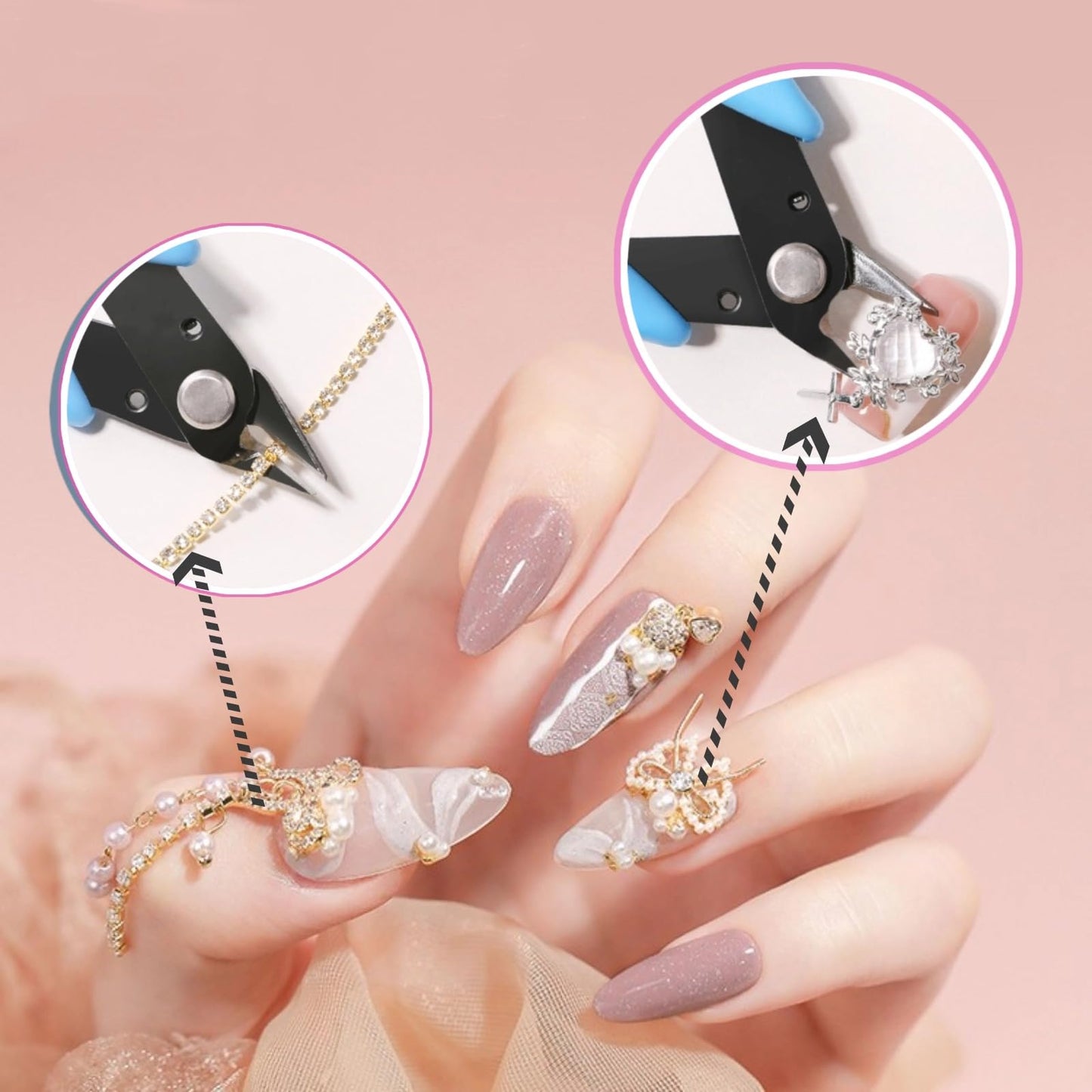 3 Pcs Rhinestone Remover Tool, Nail Art Decoration Remover Crystals Remove Cuticle Cutter Clipper Trimmer Scissors for Small Pieces,Salon and Home DIY Accessory for Manicure