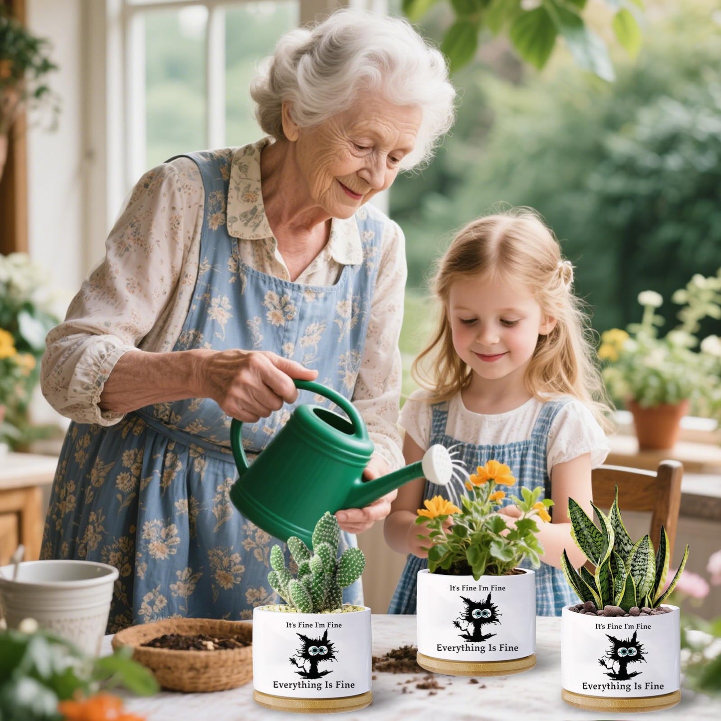 Haooxinwei Black cat planters for Indoor Plants,Funny Gifts for Cat Lover,Indoor Plants Garden Planters Succulent Pots, with Drainage Holes and Saucer(No Plants) (Black Cat)