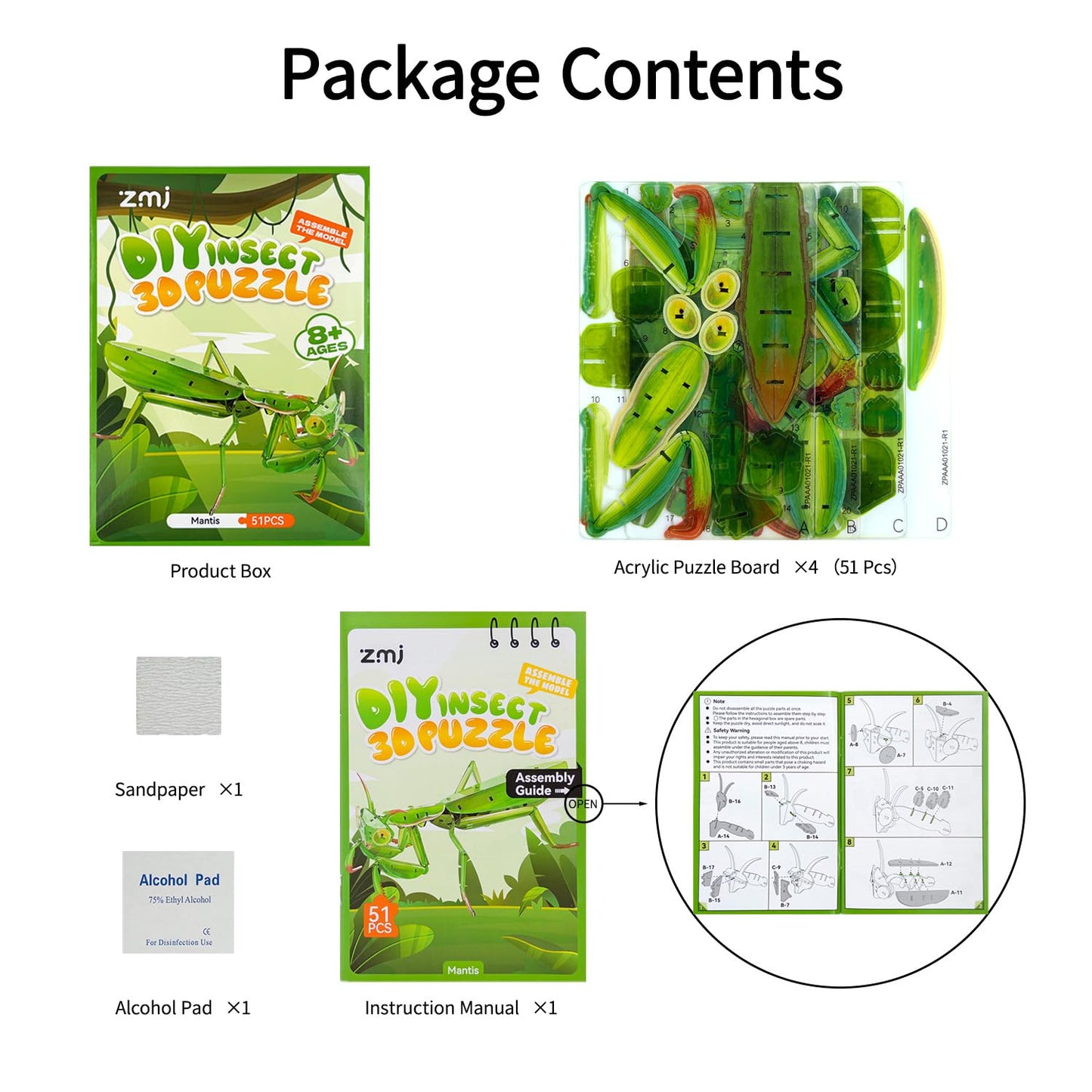 HELLOTOY 3D Acrylic Insects Puzzles DIY Bug Model Kit for Teenagers Educational Display Nature Decoration Figurine Sculpture (Mantis)