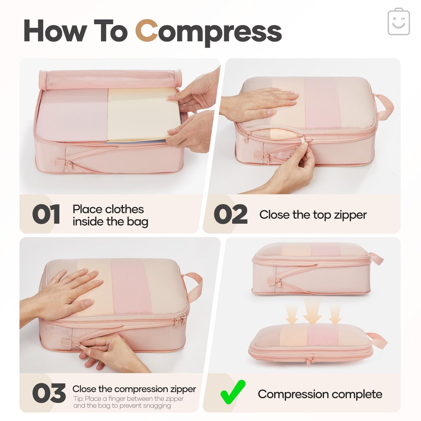 Veken 9/11 Set Compression Packing Cubes for Travel Essentials,Compressible Expandable Large Luggage Suitcase Organizer Bags for Clothing,Durable Space Saver Storage Bags with Toiletry Bags(Beige)