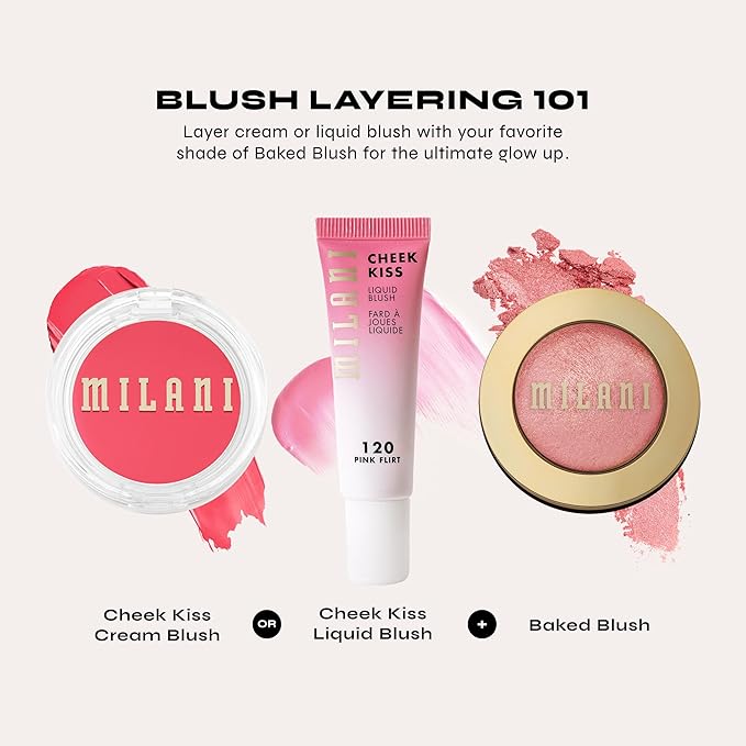 Milani Baked Blush, Powder Blush for Cheeks, Cruelty Free Makeup - Shape, Contour & Highlight Face for a Shimmery or Matte Finish -Rose D'oro
