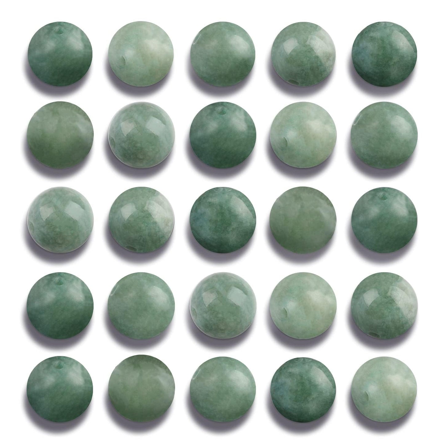 NITOPUPU 100Pcs 8mm Natural Smooth Burmese Jade Beads Round Loose Gemstone Stone Beads for Jewerly Making with Crystal Stretch Cord