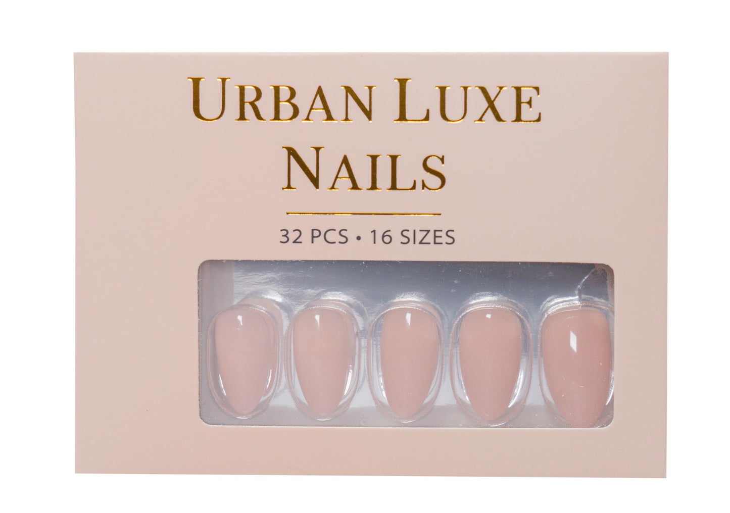 Urban Luxe Nails Premium Press On Nails - Short French Tip Press On Nails with Salon-Quality Finish, 32-Piece Set with Adhesive Tabs, Includes Jelly Glue for Nails & Prep Tools (Soft Rosy Gloss)