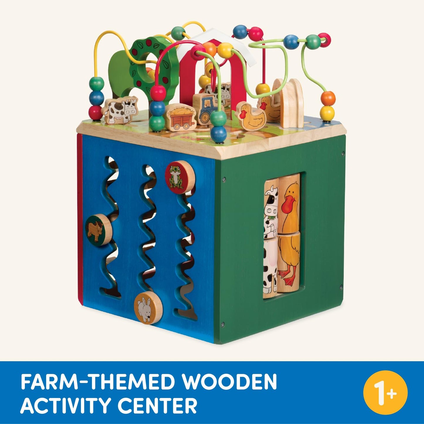 Battat – Activity Cube with Farm Theme – Educational Wooden Toys for Toddlers and Kids – 1 Year +