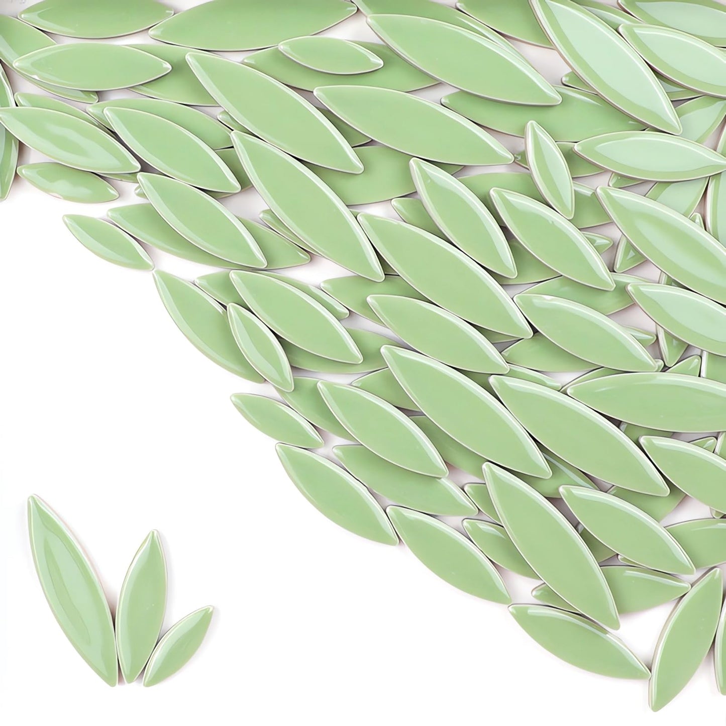 ZWCT 200g Ceramic Mosaic DIY Set Colorful Petal Ceramics Leafy Vein Mosaic Tiles Craft Materials Mosaic Art Materials - Light Green