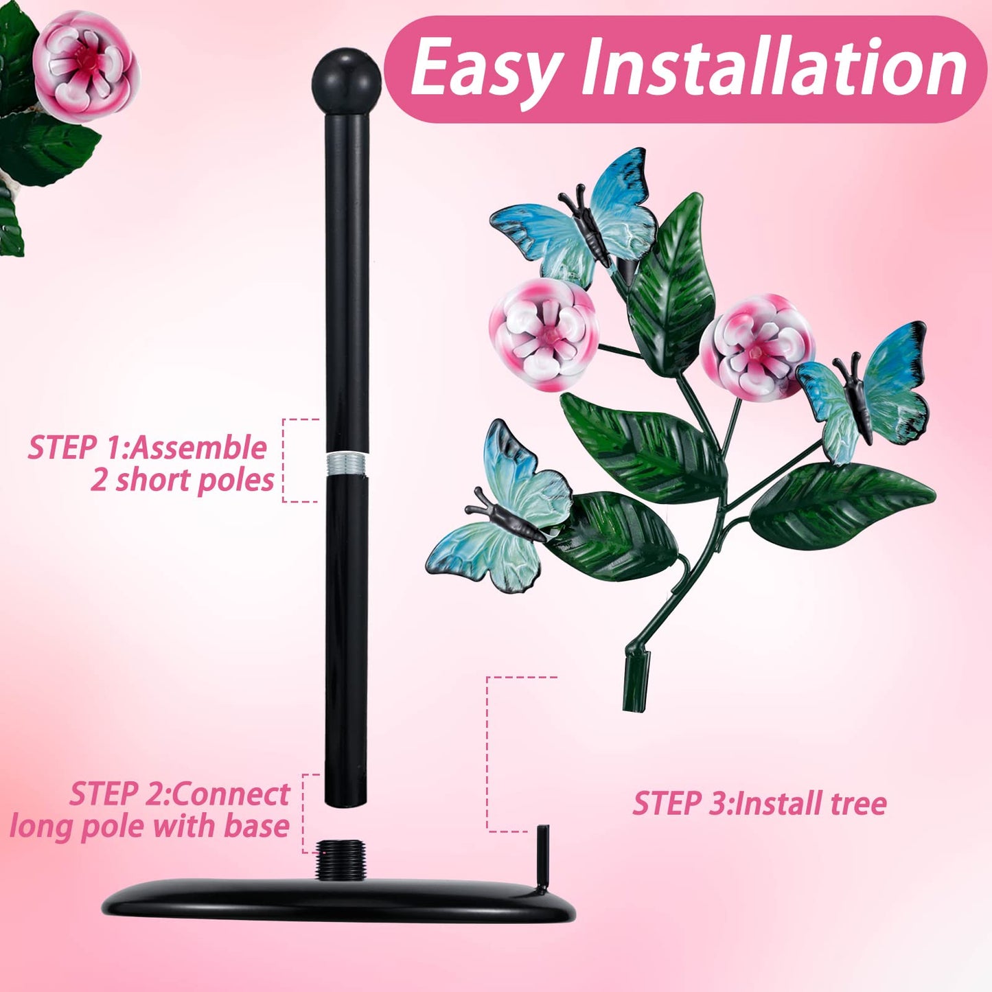 Peryiter Paper Towel Holder Countertop Decorative Metal Paper Towel Stand Rack Kitchen Standing up Roll Dispenser with Base for Kitchen Bathroom Tabletop Living Room Decoration(Butterfly)