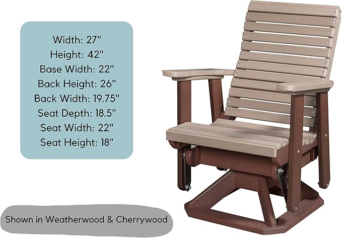 DutchCrafters Modern Horizontal Slat High Back Poly Glider Chair Outdoor Patio Furniture (White & Blue)