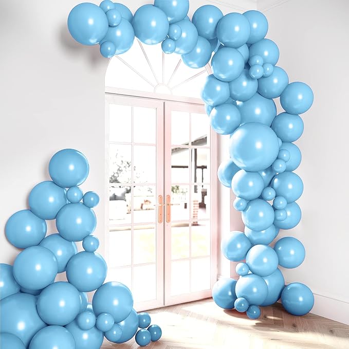 HOUSE OF PARTY Light Blue Balloons - Baby Blue Balloon Garland Kit, 5/12/18 Inch Balloon Arch Kit Blue for Graduation Party, Birthday, Baby Shower & valentine Decorations