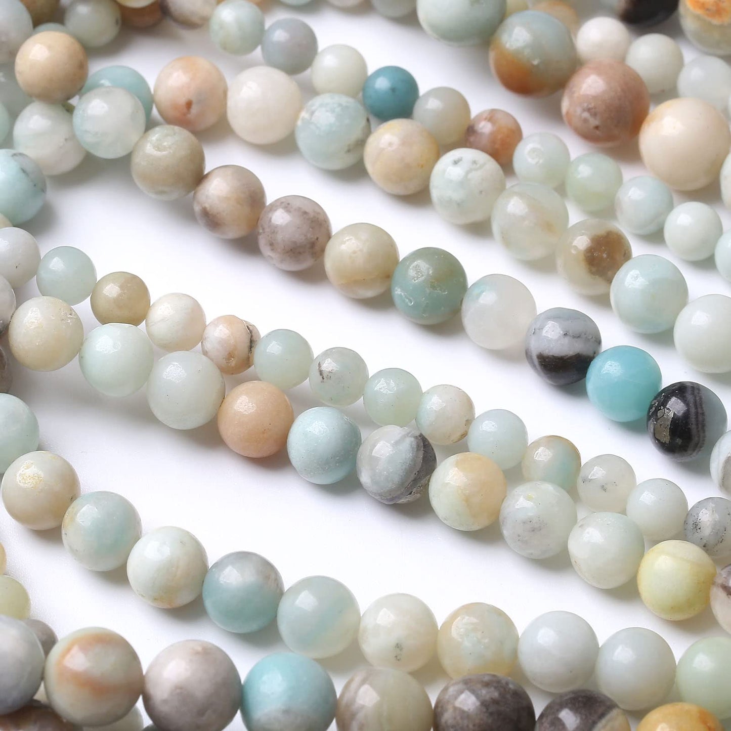 45PCS 8MM Natural Amazonite Beads Round Loose Stone Beads for Jewelry Making DIY Energy Stone Healing Power Bracelet 15"