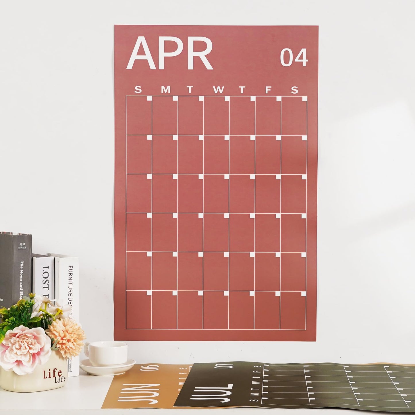 24" x 16" 2026 Large Wall Calendar Undated 12 Month Planner Dry Erase Reusable Monthly Blank Wall Calendar Big Yearly Planner for New Year Office Home School Organizing Planning (Boho)
