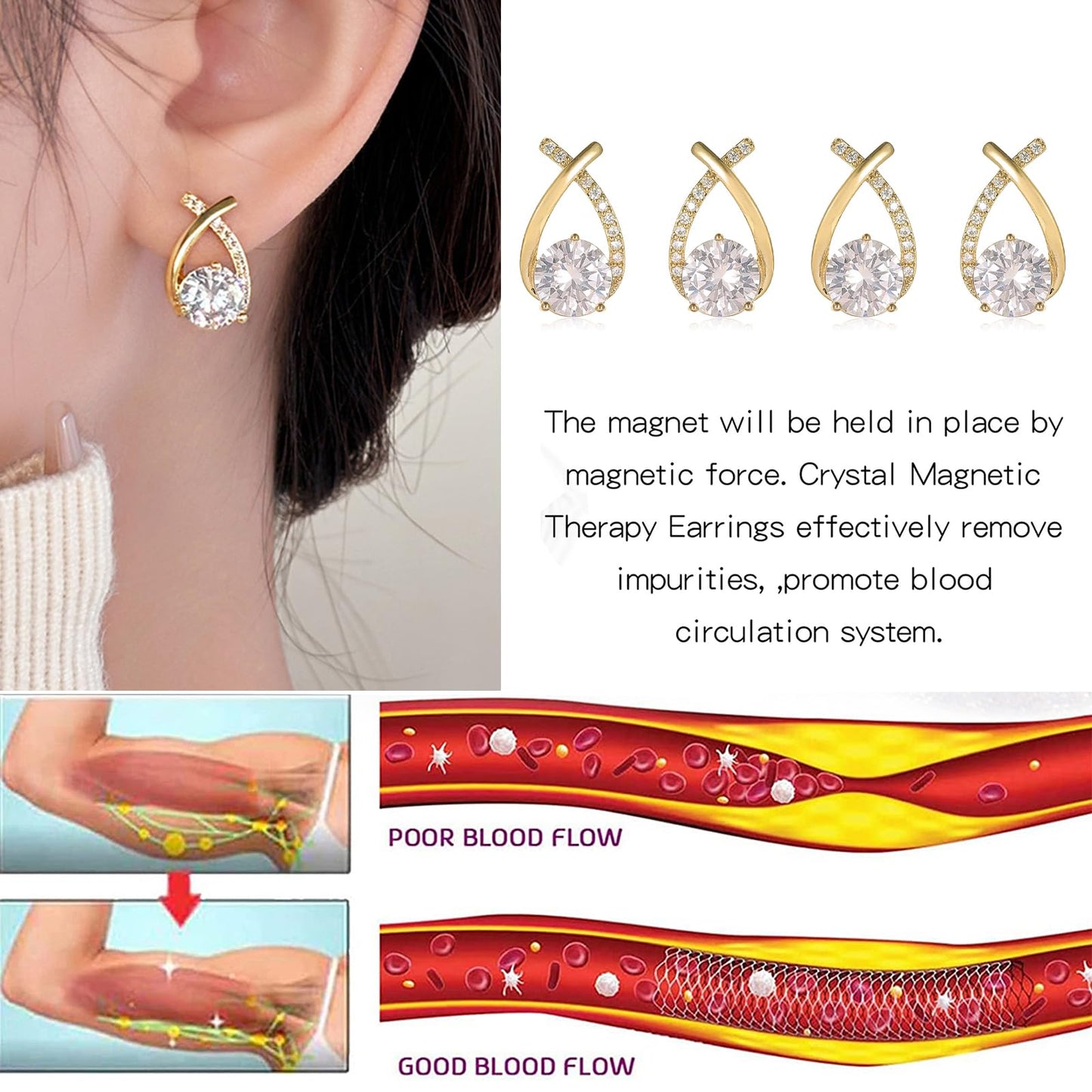 Lymphvity Earrings for Women Magnetotherapy Germanium Acupressure Earrings Lymph Drainage Therapy Earring Jewelry Set