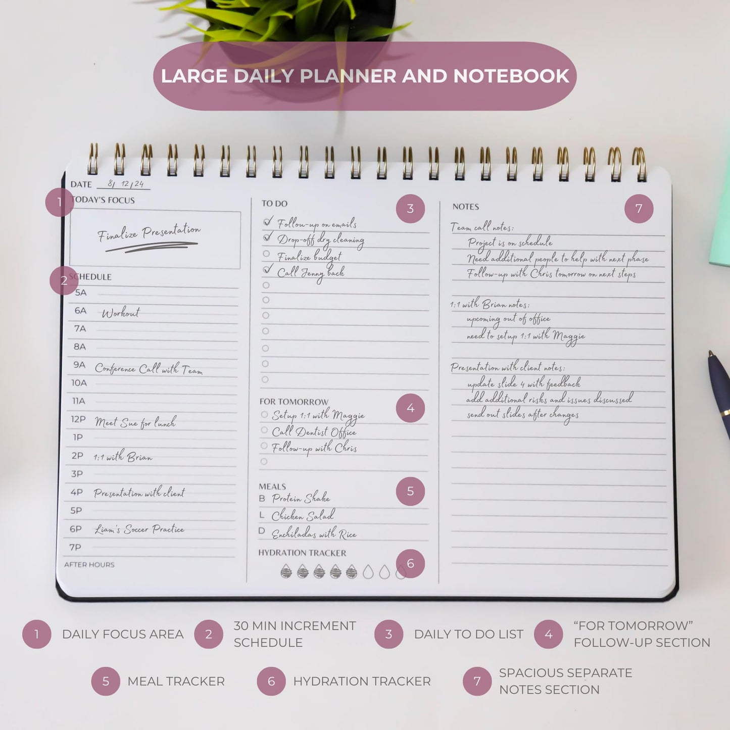 Merely Home Undated Daily Planner | 8.25” x 11.75” Work To-Do Notebook | ADHD Academic Organizer | Multi-Layout | Men and Women Planner | College Supplies | Evergreen | Landscape Layout