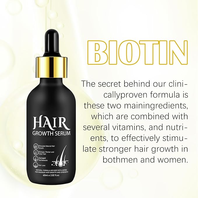 Hair Growth Oil and Derma Roller 0.25mm Scalp Kit, Natural Serum With Biotin, Microneedle Beard Roller for Thicker Longer Fuller Hair and Beard - 2.02 Oz