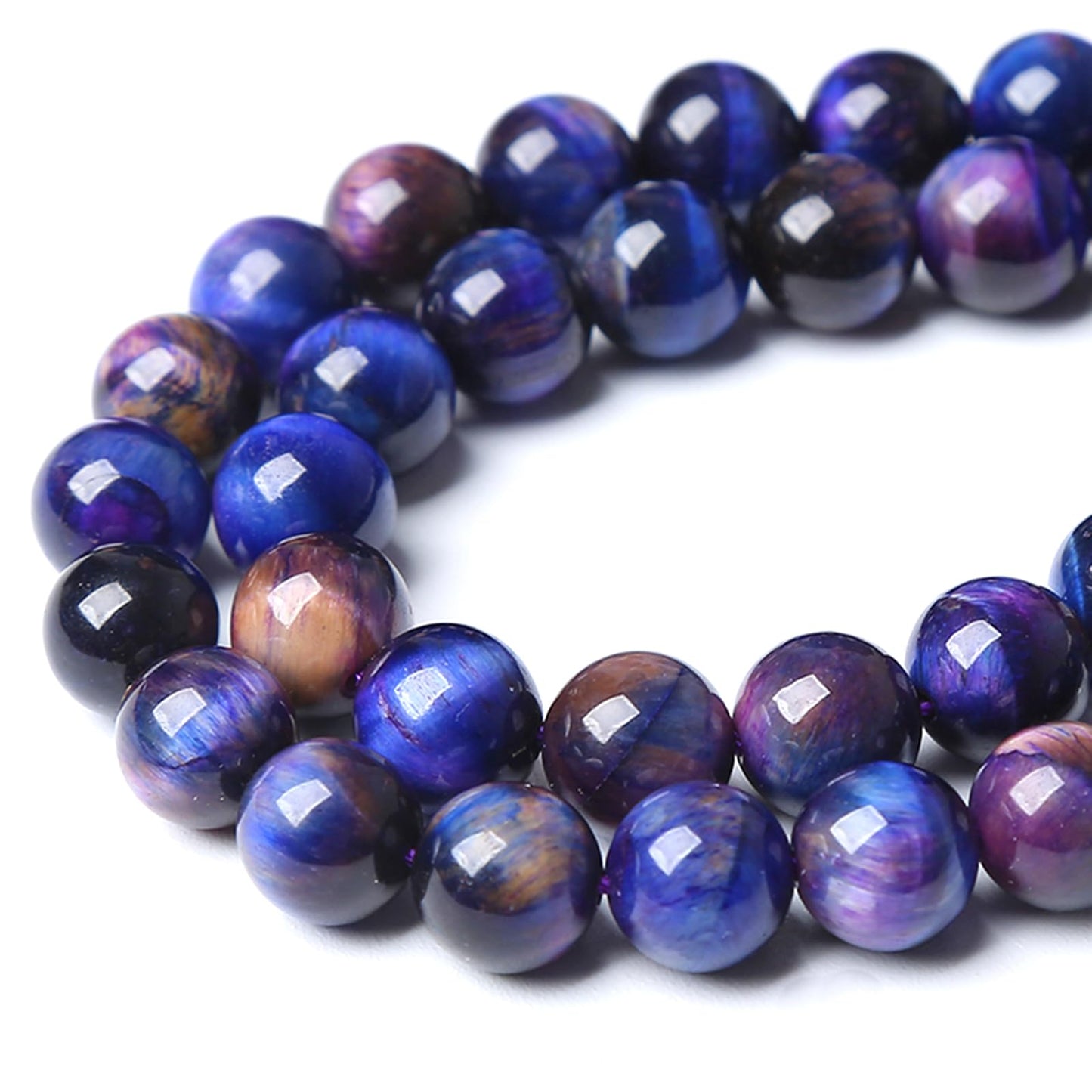 180pcs 4MM Natural Stone Galaxy Blue Purple Tiger Eye Stone Round Beads Loose Beads for Jewelry Making DIY Bracelet 2 Strands 32"