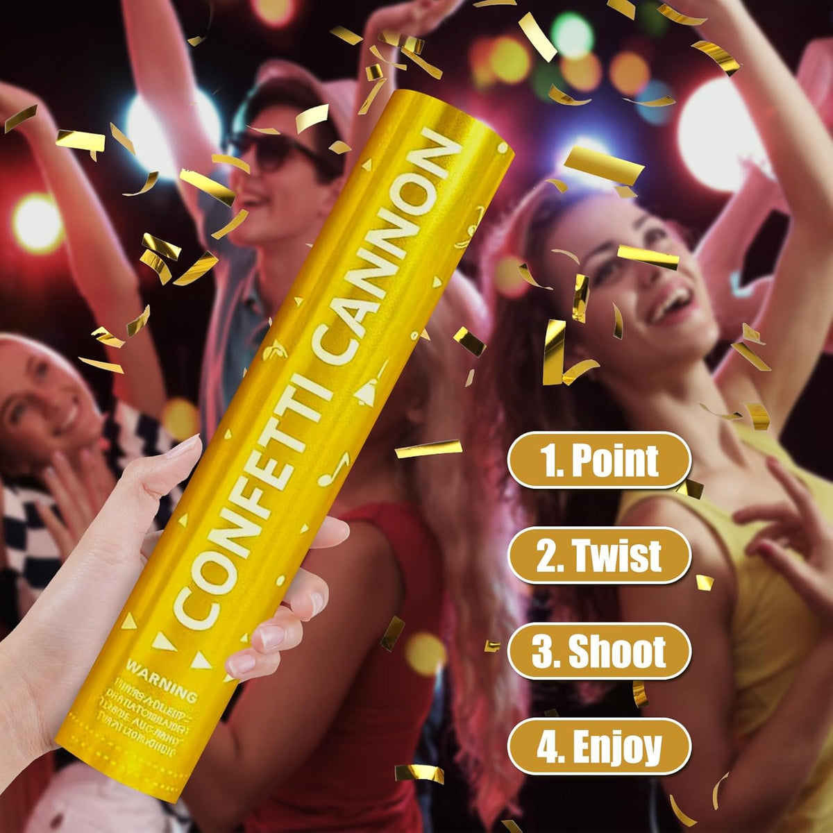 12 Inch Confetti Cannons – 5-Pack Gold Confetti Poppers for Graduation, Birthday, and New Year’s Eve Parties – Perfect Party Poppers for Memorable Moments!