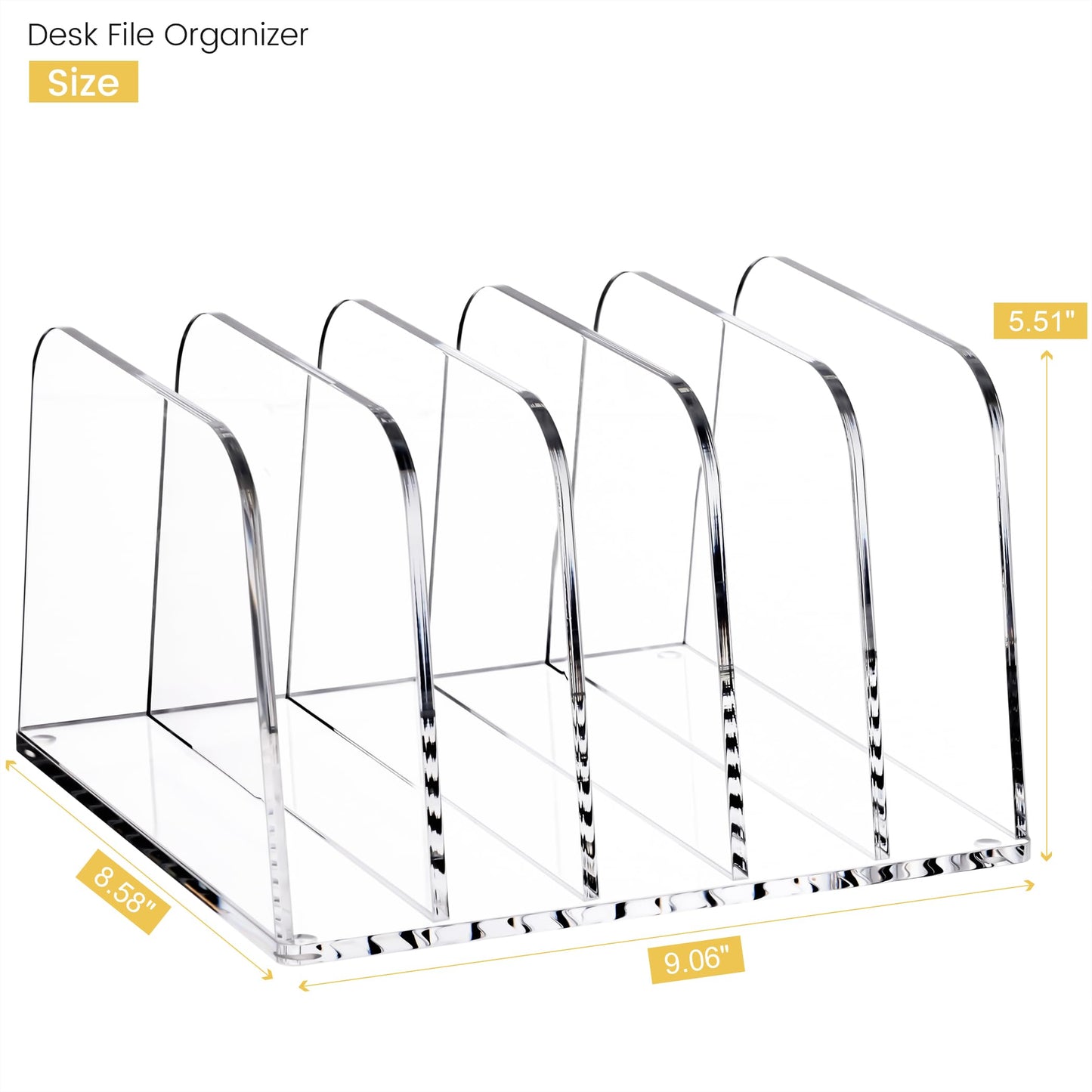 YUXUN Desk File Organizer,5-Section Vertical Clear Acrylic Desk Organizer File Holder Mail Sorter Office Organization for Office Home &Classroom（B5）