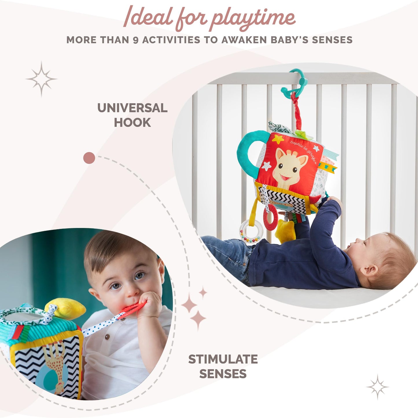 Sophie la girafe Maxi Sensory Cube | Soft, Fun & Easy to Grasp | 9 Activities to Awaken Baby's Senses