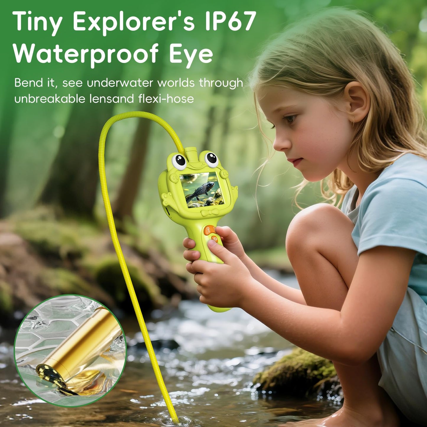 Kids Borescope Borescope Camera Toy with Light for Kids - STEM Science Educational Toy for 4 5 6 7 8 9 10 Years Old Boys Girls Birthday Gift, Snake Scope Camera for Outdoor Camping Nature Exploration