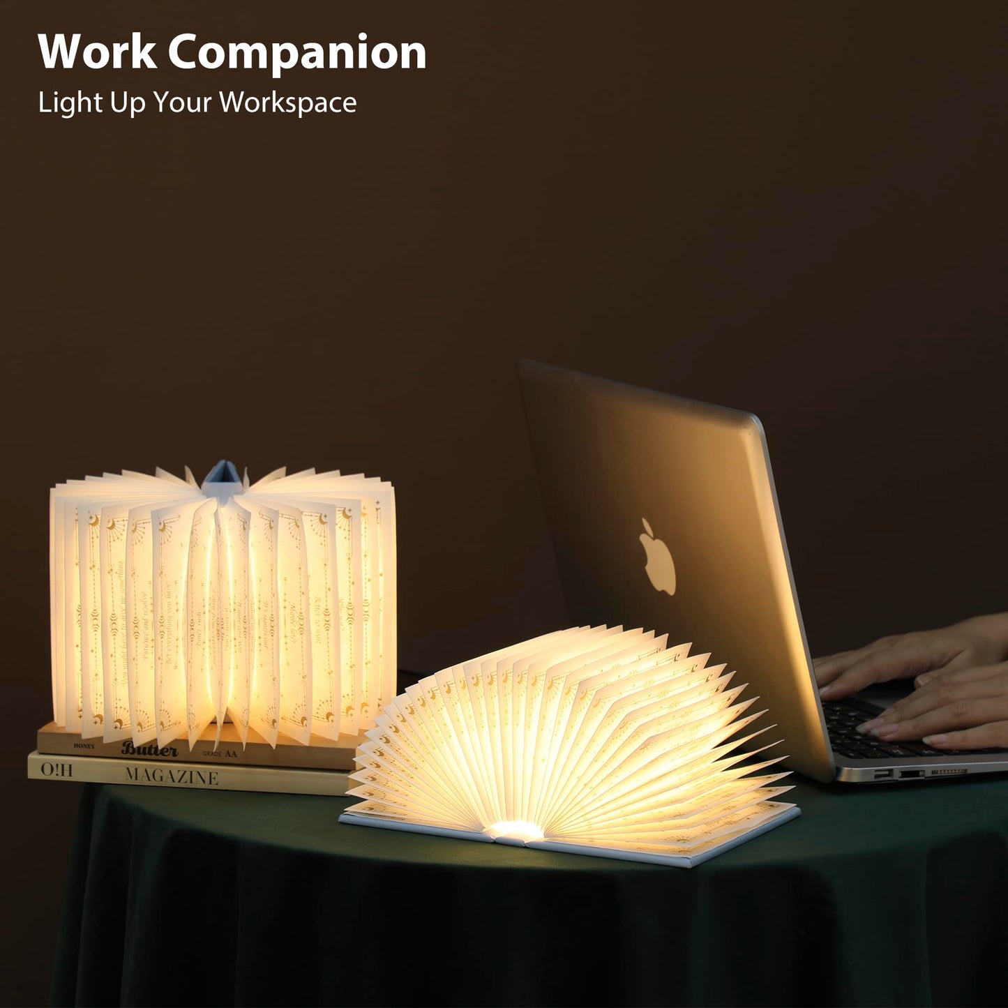 ZBOLE Magic Truth Book Light - Rechargeable LED Book Lamp for Home Decor, Ideal Christmas & Bookworm Gifts with Gold Foil Embossed Cover, Warm White Light for Entertainment & Relaxation (Blue)