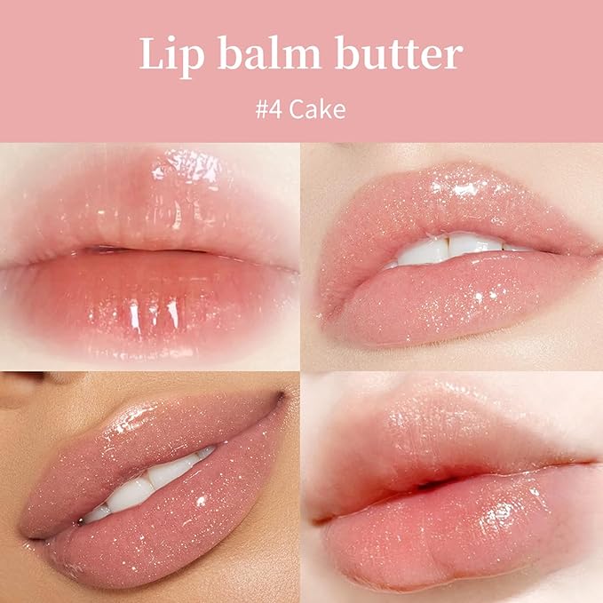 Lip Balm, Lip Butter Balm for Hydration Shine, Mini Neutrals Lip Care Prouct, Moisturizing Tinted Butter Lip Balm Gloss Hydrating Lip Oil for Women (#Cake)