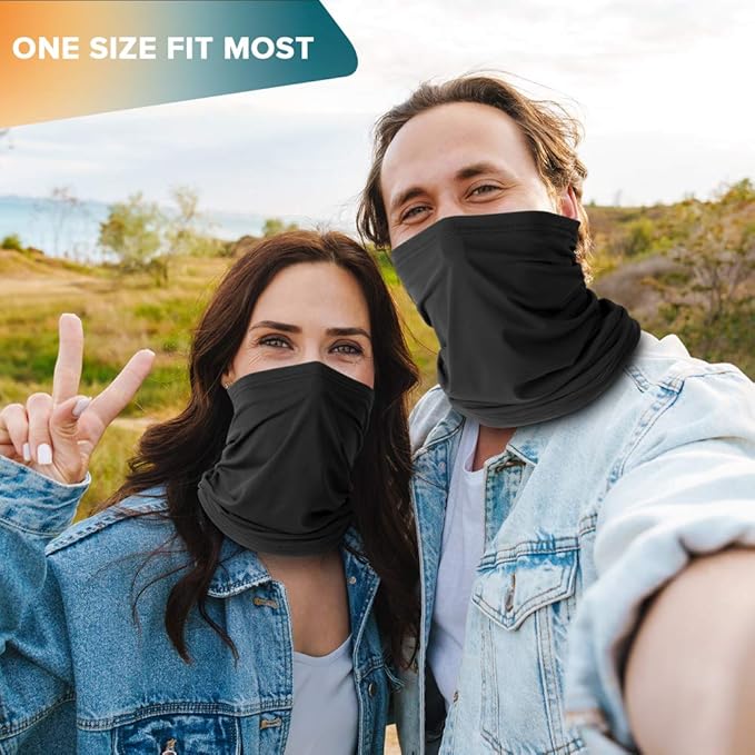 VULKIT 2 Pack Neck Gaiter Face Mask Scarf Reusable Bandanas Tube UV Protection Balaclava Outdoor Sport for Men and Women