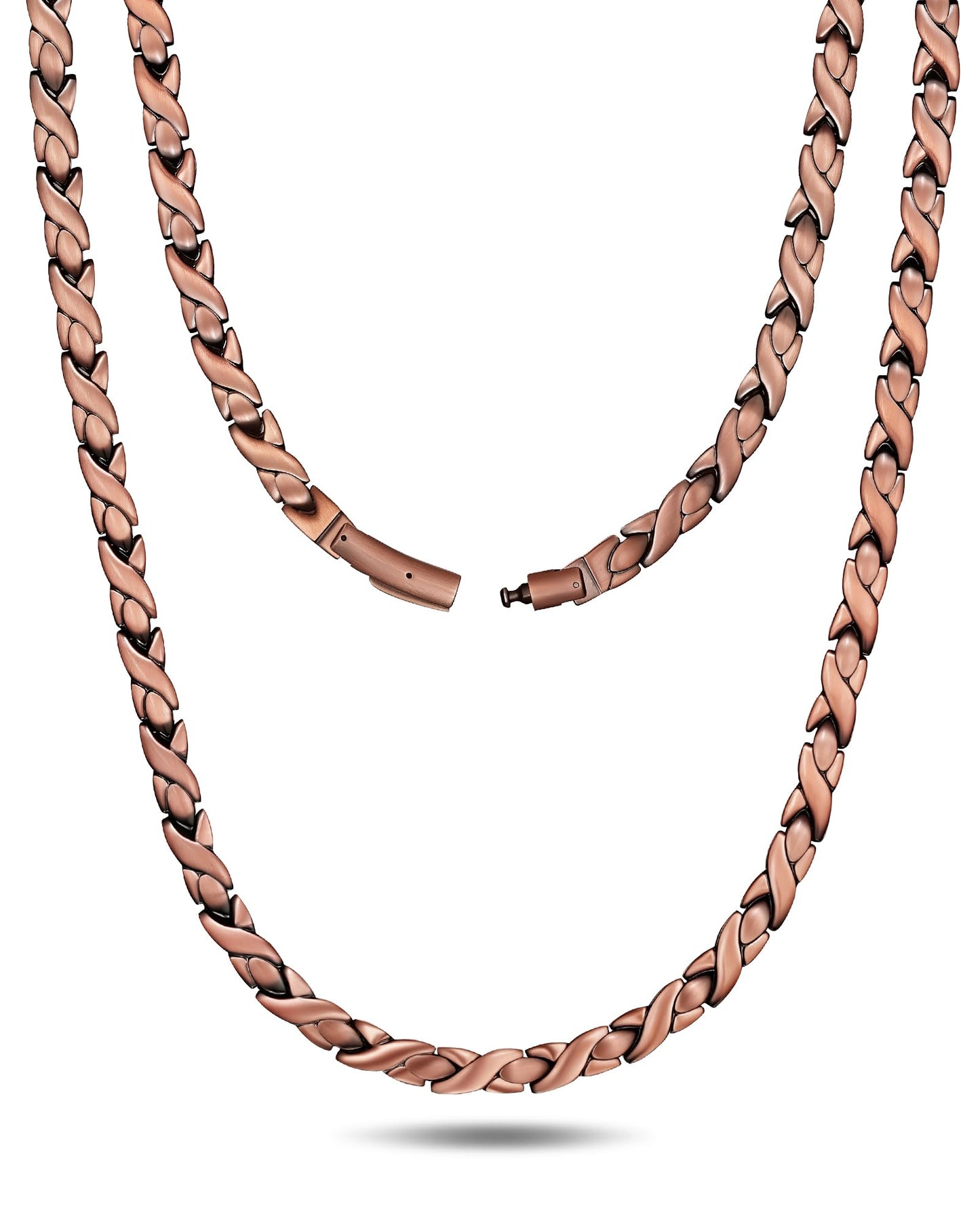Feraco Copper Necklace for Men Women, 99.99% Pure Copper Magnetic Chains with 3500 Gauss Ultra Strength Neodymium Magnets, Adjustable Jewelry Gift (Fishtail)