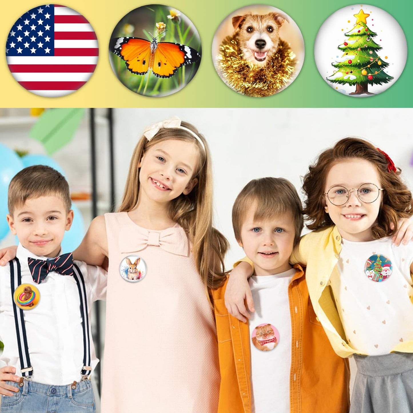 200 Sets 58mm/2.25" Button Maker Supplies, Complete DIY Supplies for Custom Buttons & Badges, Metal Covers, Metal Backs& Clear Film for Button Maker Machine, Pin Maker, Badge Button Press