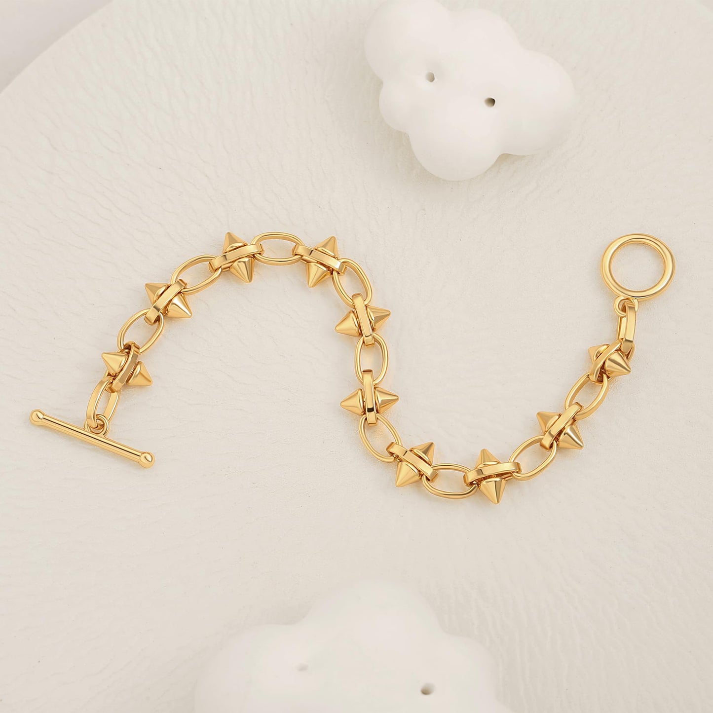 SOFYBJA Dainty 18K Gold Riveted Link Bracelet for Women Personal Oval Link Bracelet Layered Jewelry