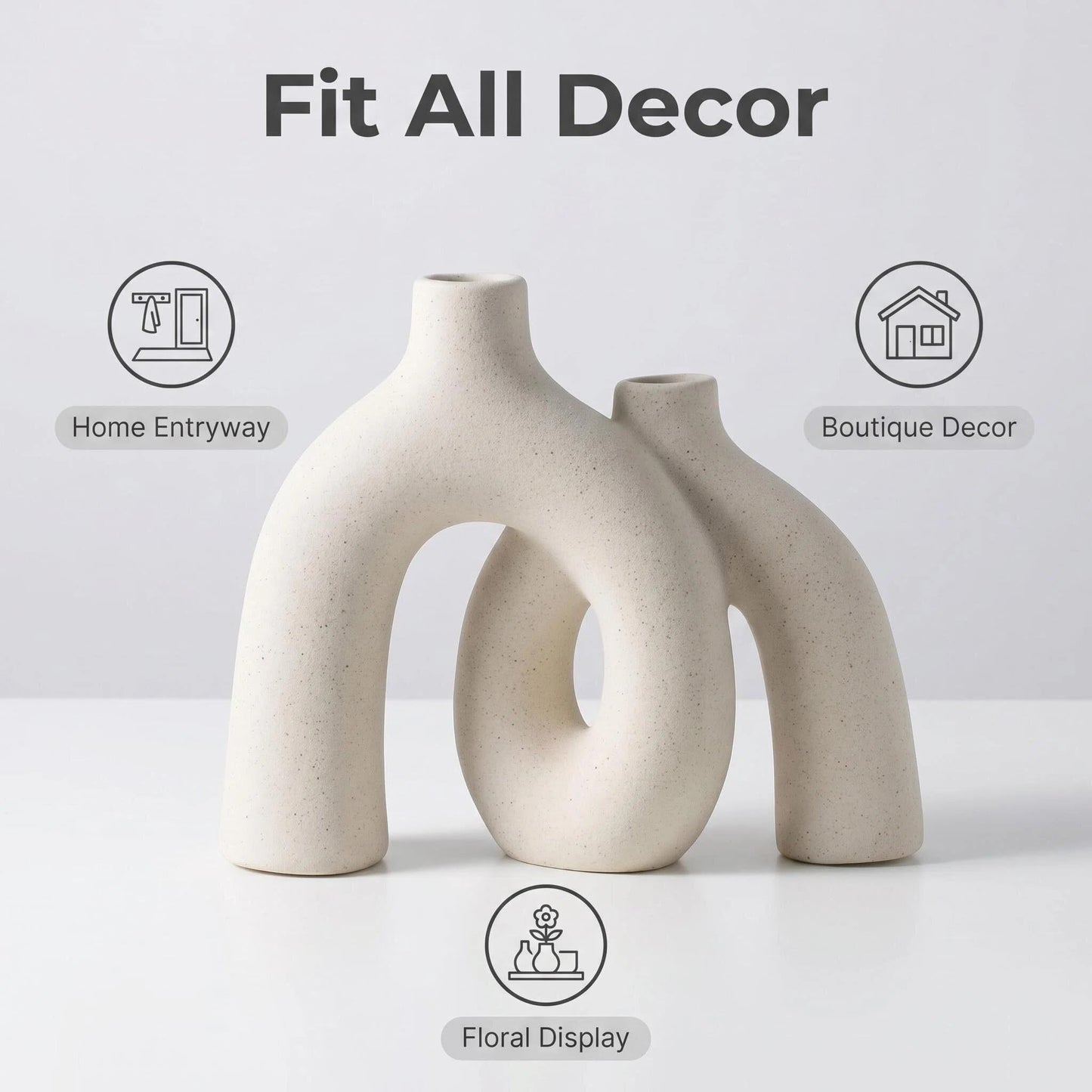 CEMABT Modern Nordic Boho Vase Set - Elegant Beige Matte Ceramic Vase for Living Room, Bookshelf, Mantel, Entryway Table & Console Decor | Home Decor Shelf Decorations Easter Gift