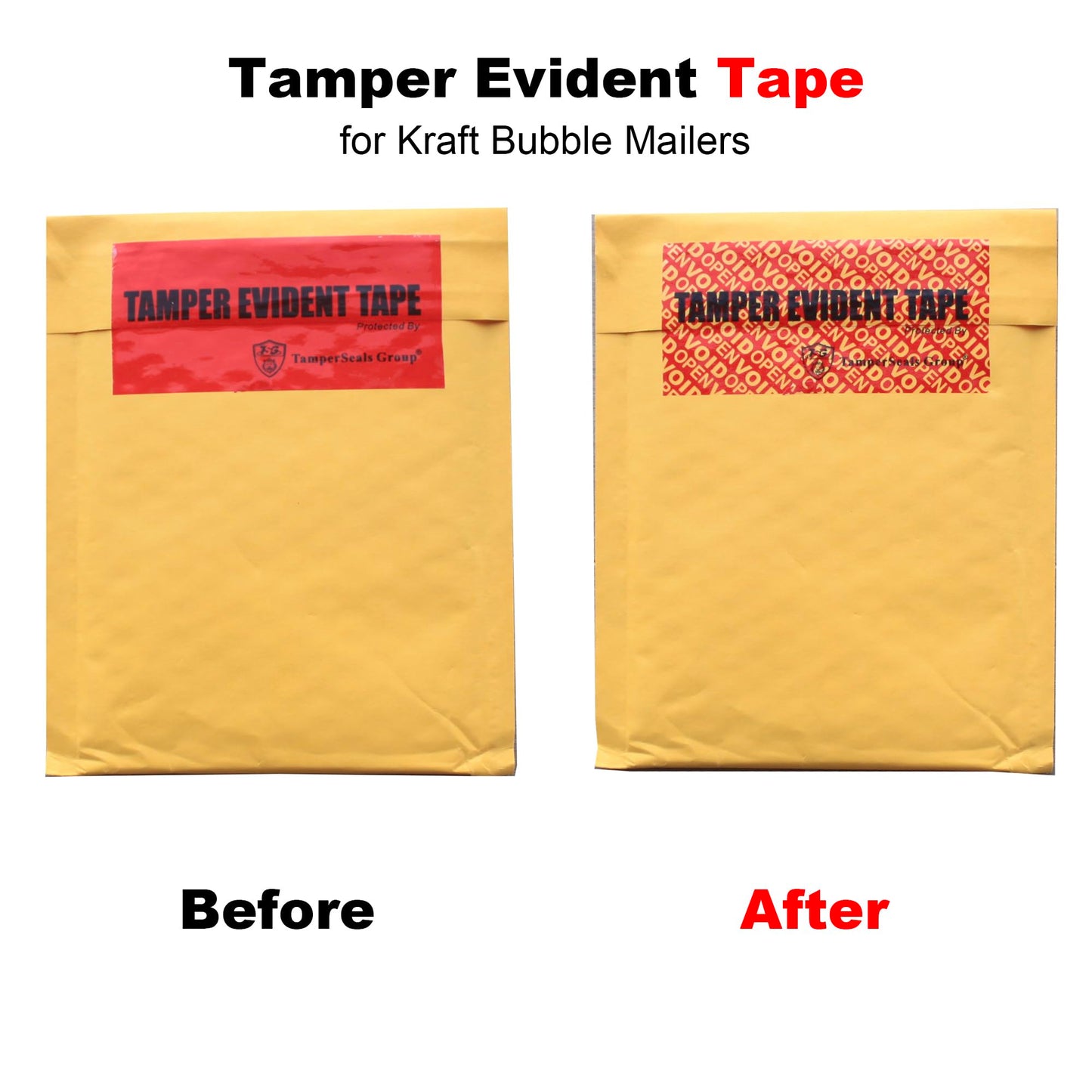 TamperSeals Group - 1 Roll 100% Total Transfer Tamper Evident Security Seal Tape (50mm x 50m x 2mil, Ultra-Thick “Void” Film, Red)