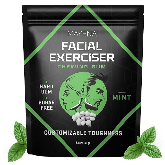 Facial Exerciser Chewing Gum | Pearl-Sized Hard Gums | Adjust Resistance by Chewing 3–5 pcs | Sugar-Free Mint Flavor | 4 Months’ Supply | Strengthen Facial Muscles, Sculpt Jawline & Tone Face Naturally