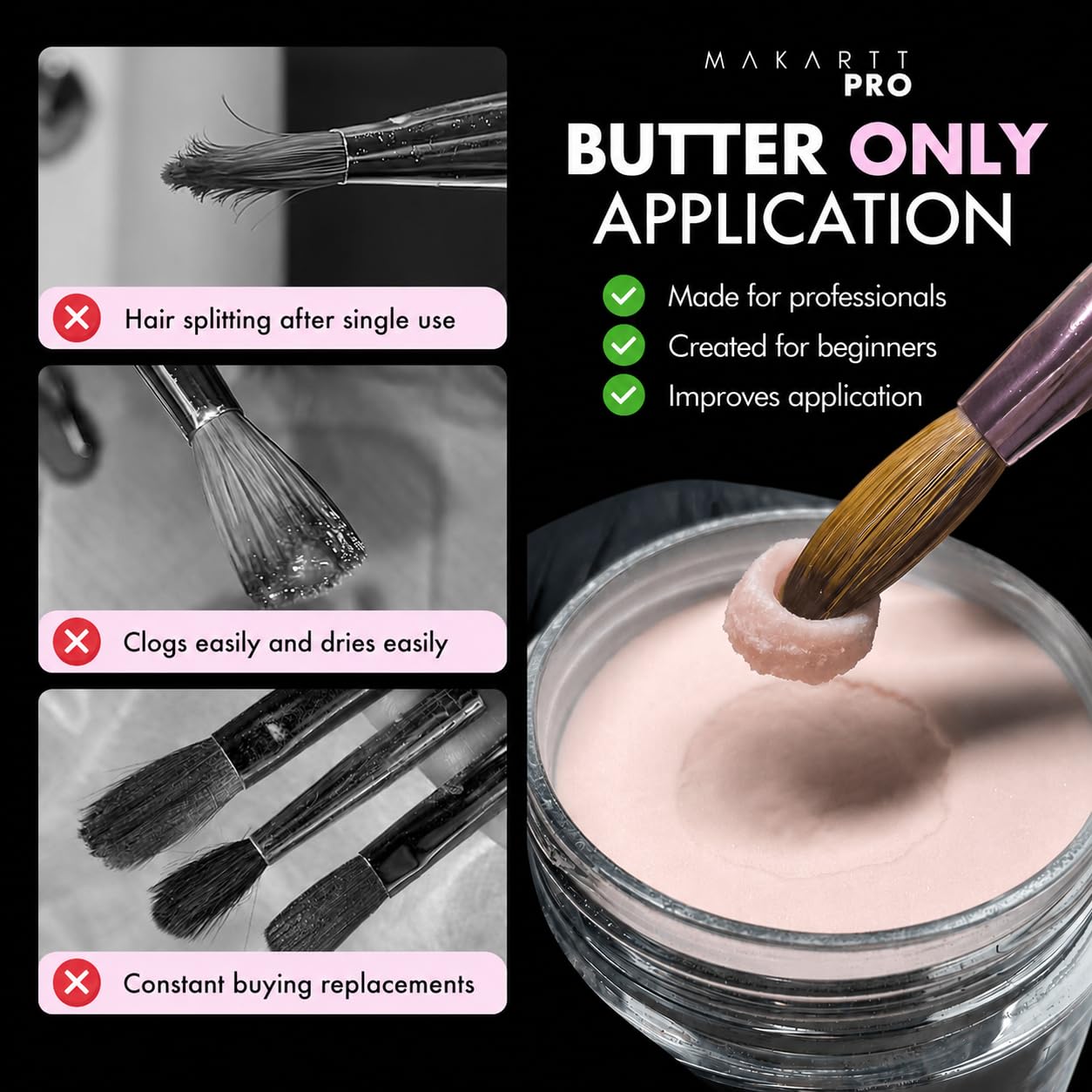 MakarttPro Kolinsky Acrylic Nail Brush Size 10 – 100% Pure Kolinsky Hair Nail Brush for Acrylic Application, Professional Nail Brush for Smooth Bead Control, Anti-Clogging, Acetone Resistant Handle