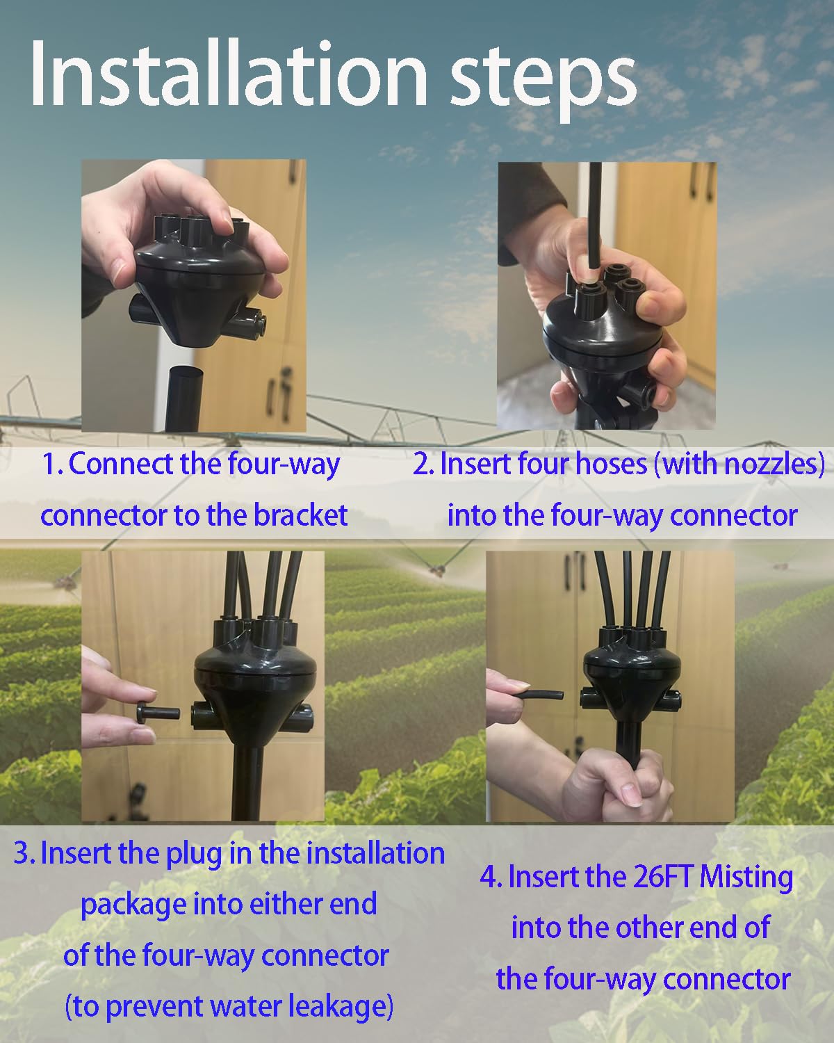 Upgraded 5.3FT Outdoor Misting System, Adjustable Stand with 360° Flexible Hose & 0.5mm Nozzles for Ultra Fine Mist, Patio Cooling Kit for Backyard, Pool, BBQ - Includes 26FT Hose & Tripod