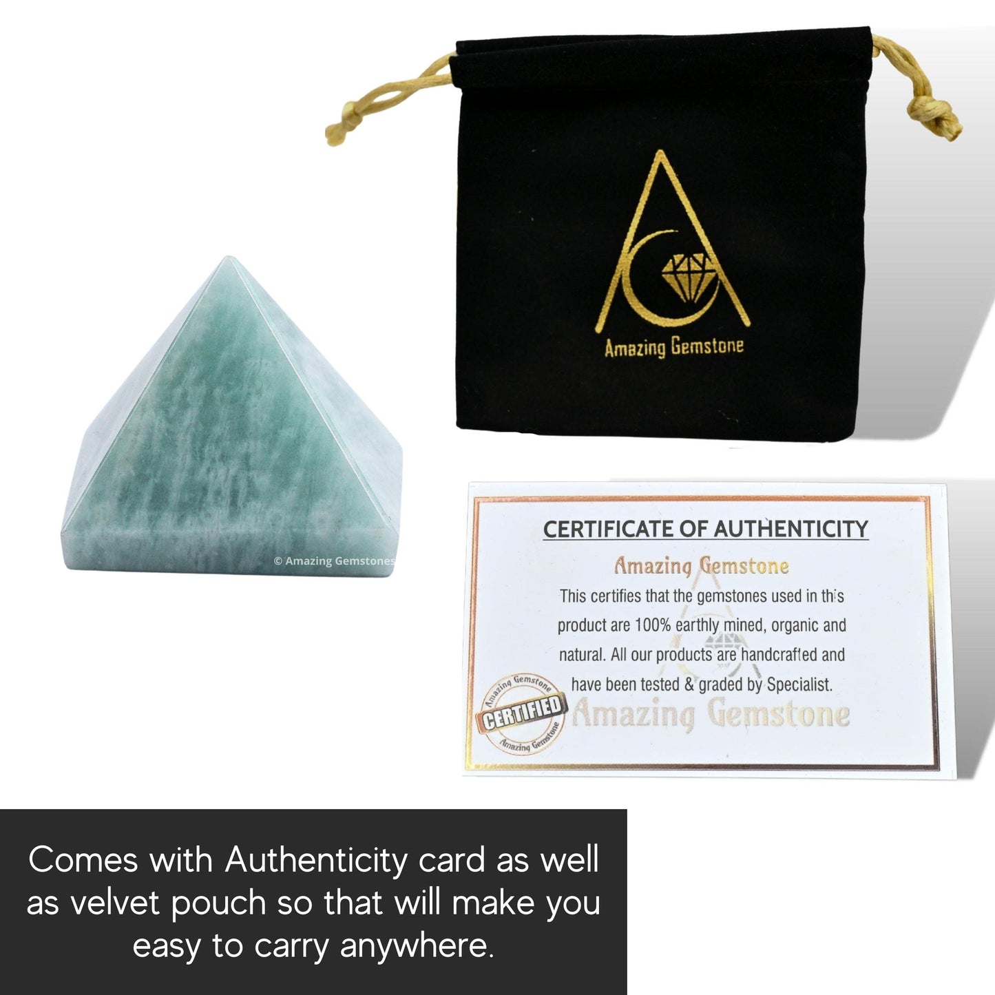 Amazing Gemstone Amazonite Pyramid Crystal Healing Stones - 1" Great Pyramid Figurine of Natural Stone Pyramid for Meditation, Reiki, Chakra Balancing and Crystal Pyramids Grid