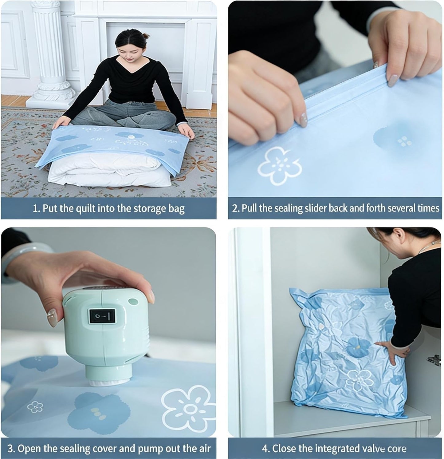 Vacuum Storage Bags for Clothing, 9 Pack Vacuum Seal Bags for Travel, 3 Sizes Compression Packing Bags 80% Space Saver for Suitcase Luggage, Bedding & Seasonal Storage